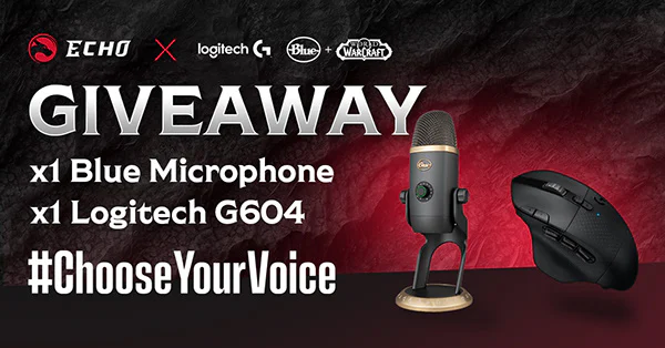 Echo partner giveaway graphic for a microphone and gaming mouse