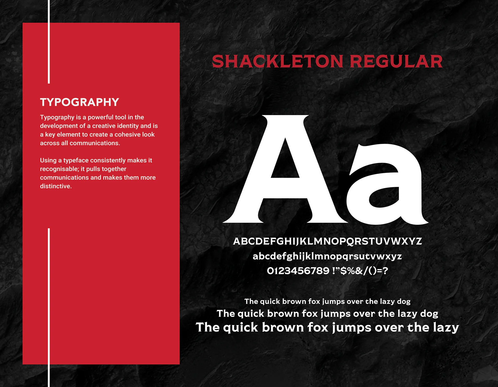 Echo typography guideline featuring Shackleton and supporting type samples