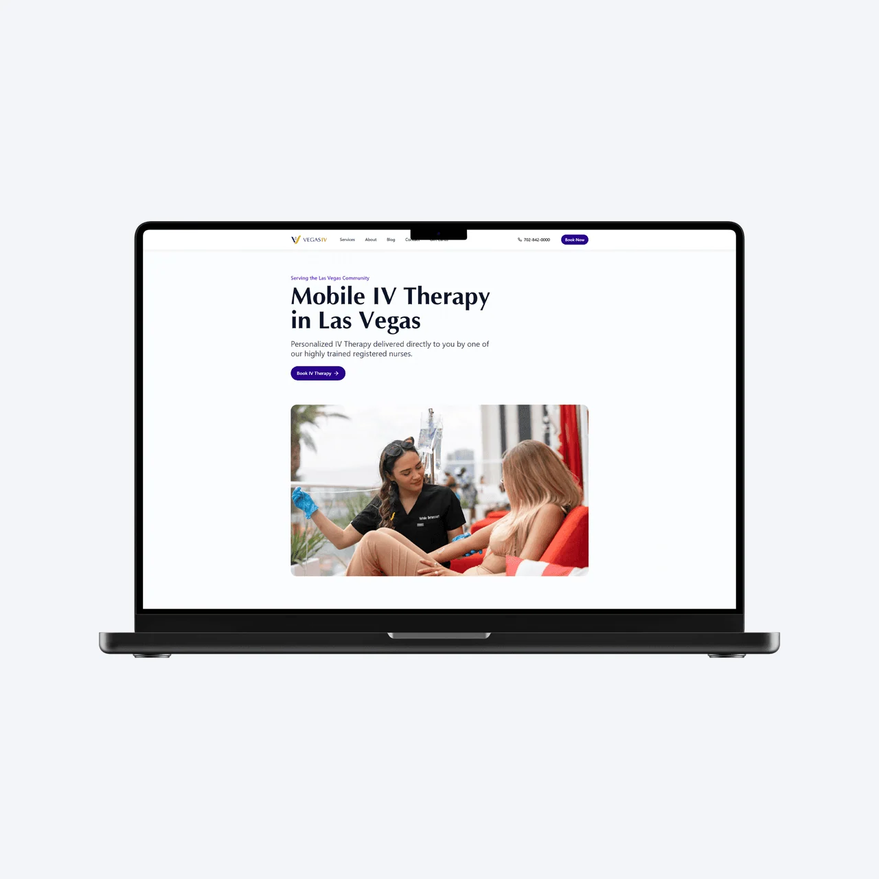 Vegas IV therapy article displayed in a laptop mockup