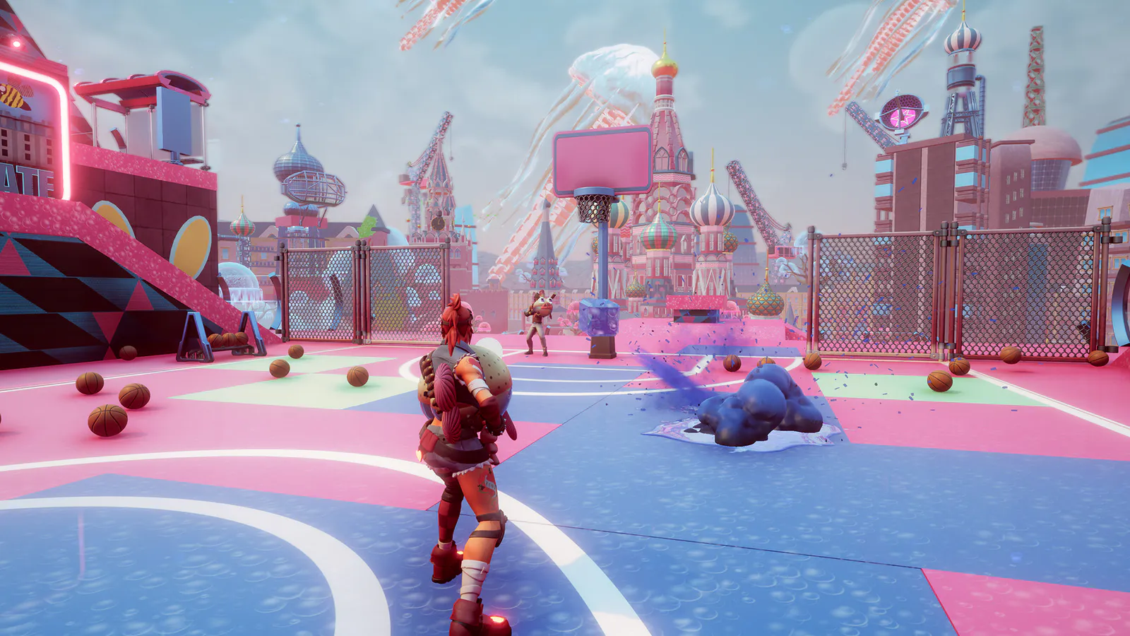 Core gameplay screenshot in a bright arena