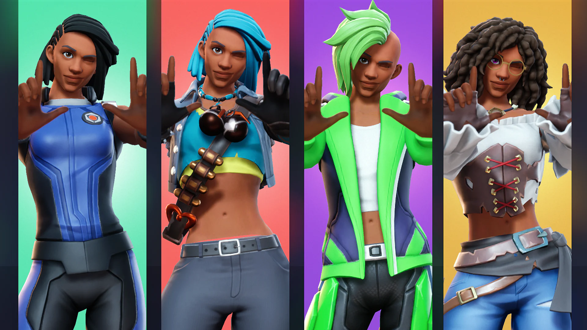 Four Core characters demonstrating avatar customization styles