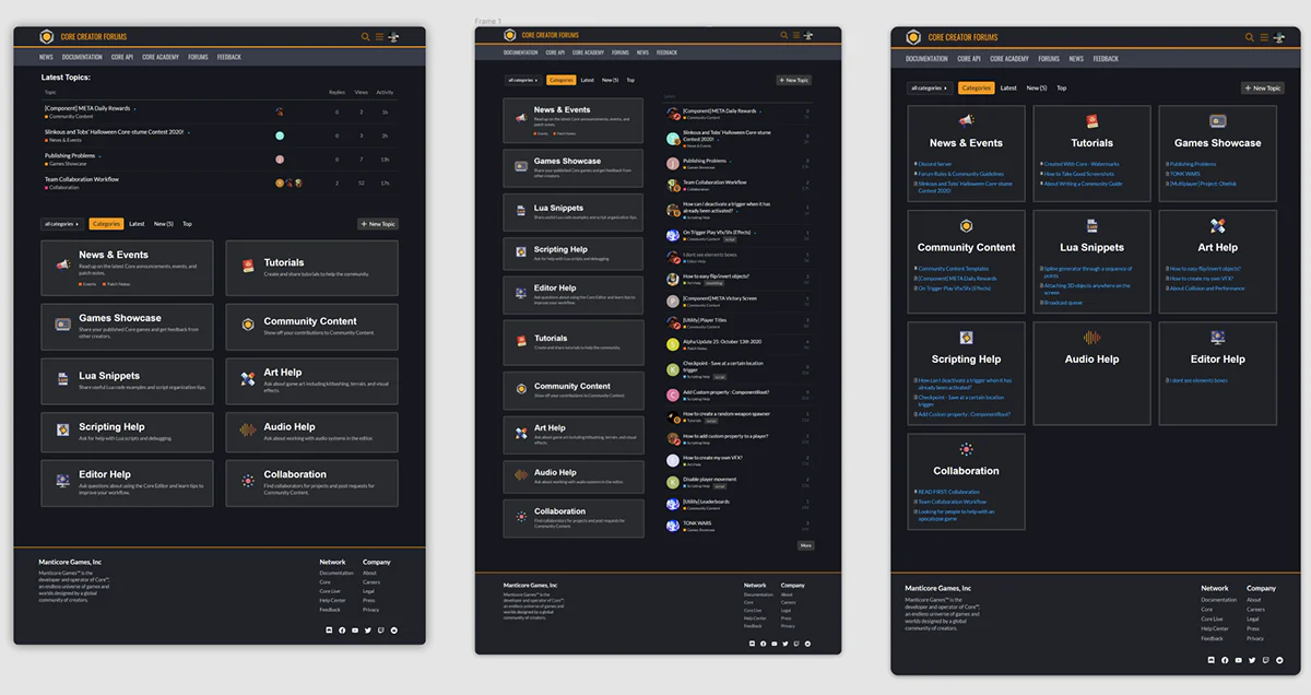 Core administration interface showing event and player-management panels