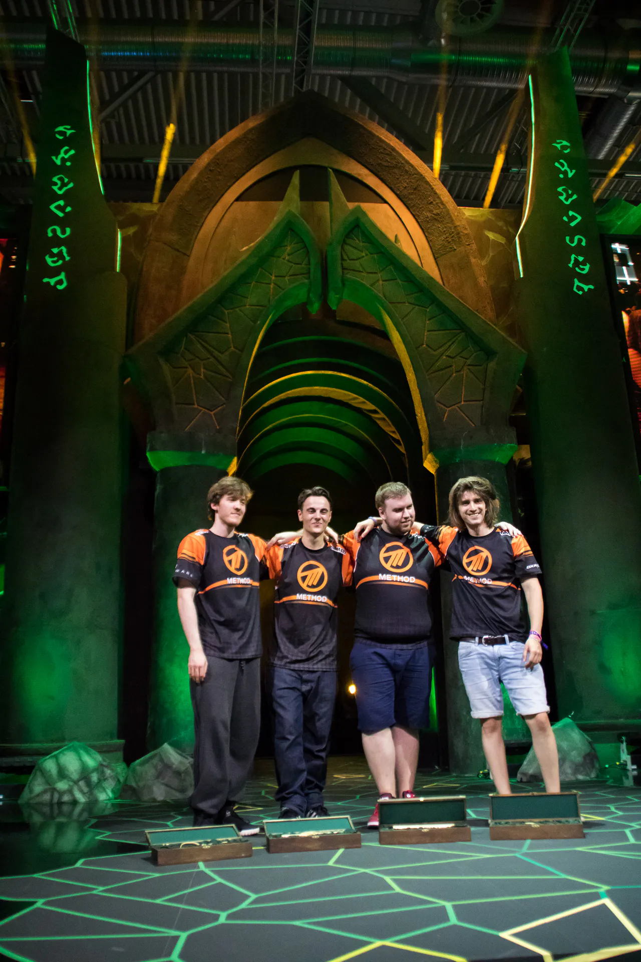Method team photograph in a cathedral