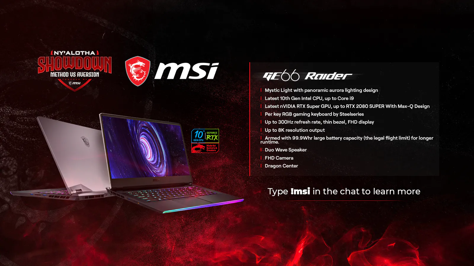 MSI Ny'alotha Showdown sponsor graphic