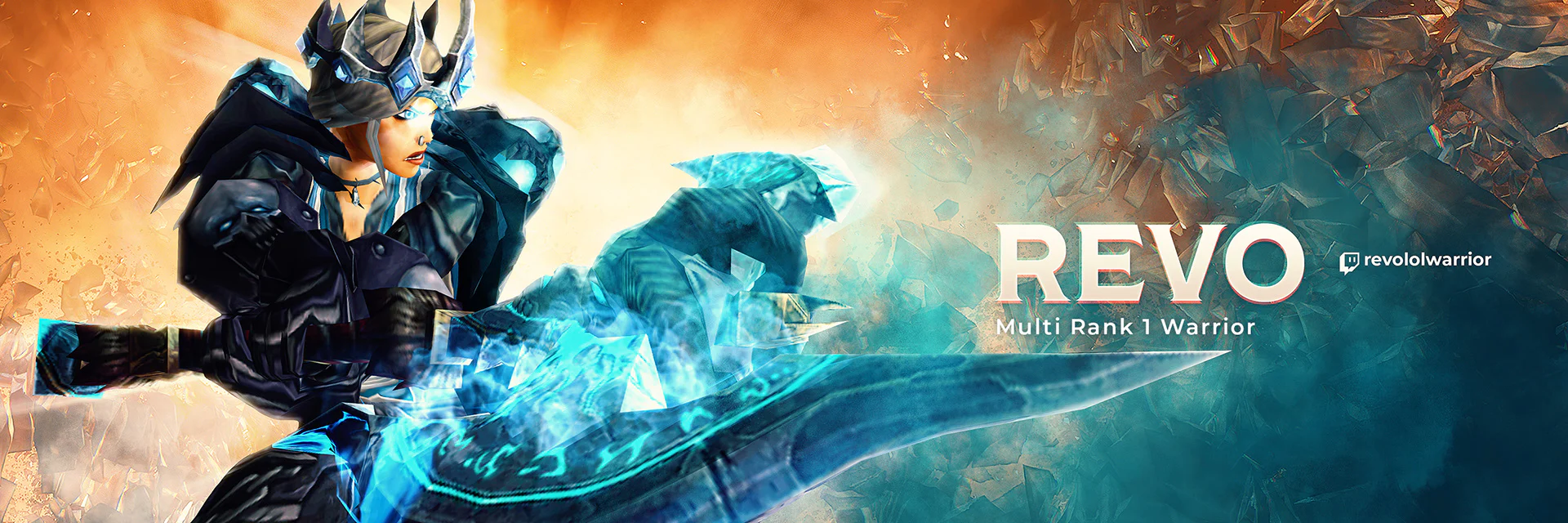 Revo channel banner featuring an armored World of Warcraft character