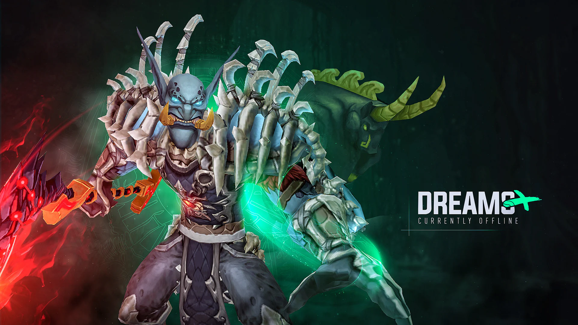 World of Warcraft character montage with the Dream guild wordmark and Currently Offline tagline